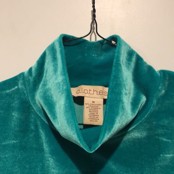 90s C.L.O.T.H.E.S Velour Mock Turtleneck Tank - Picture 3 of 5